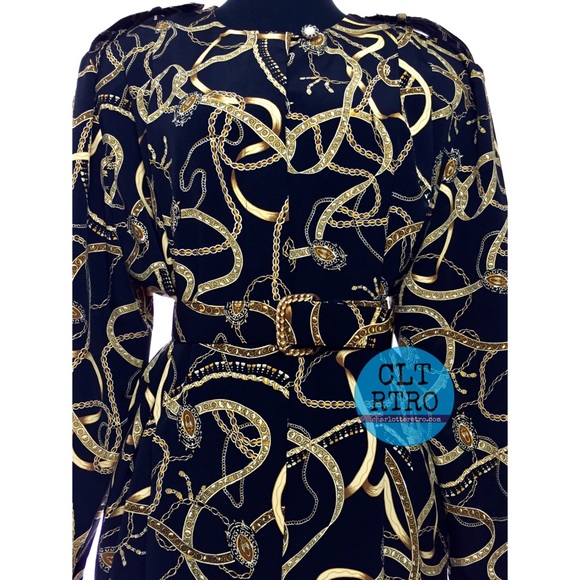 ❌SOLD❌ 80s vtg Scarf Print Career Dress - Picture 2 of 6